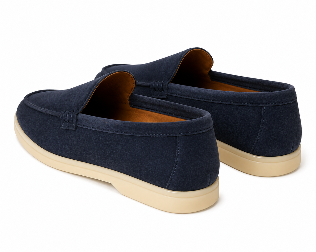 Azure Navy Suede Loafers