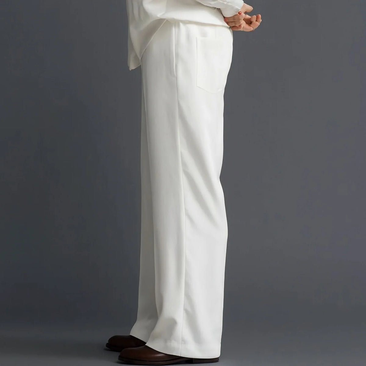 Men Straight Fit Pants-White
