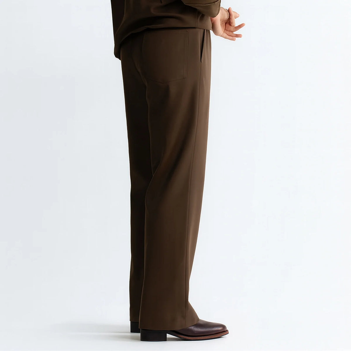 Men Straight Fit Pants-Brown