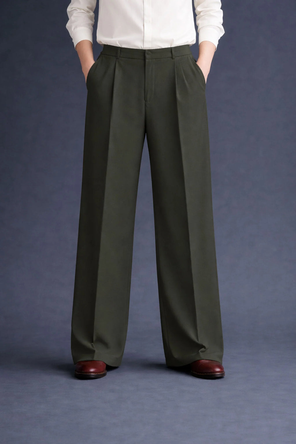 Wide Leg Pants-Dark Olive