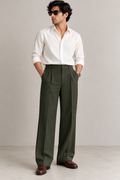 Wide Leg Pants-Dark Olive