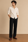Men Straight Fit Pants-Black