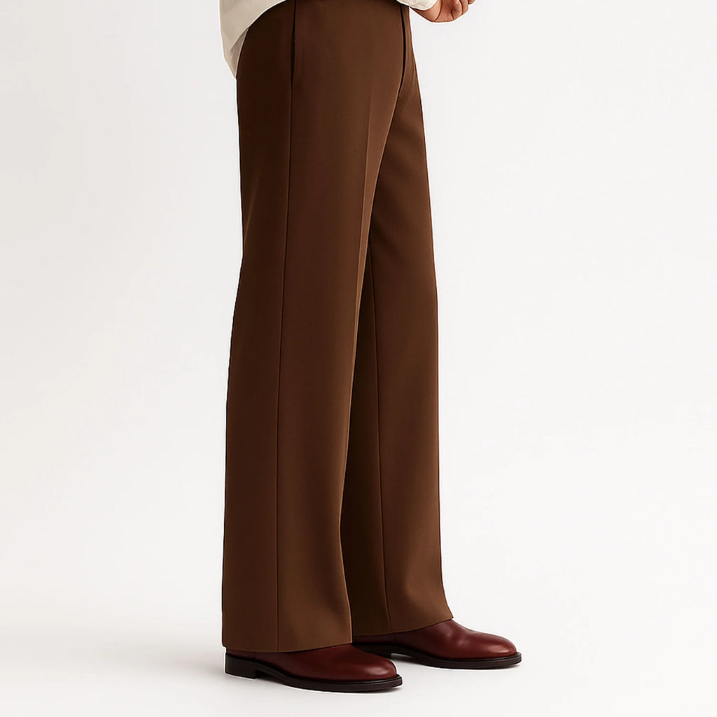 Men Straight Fit Pants-Brown