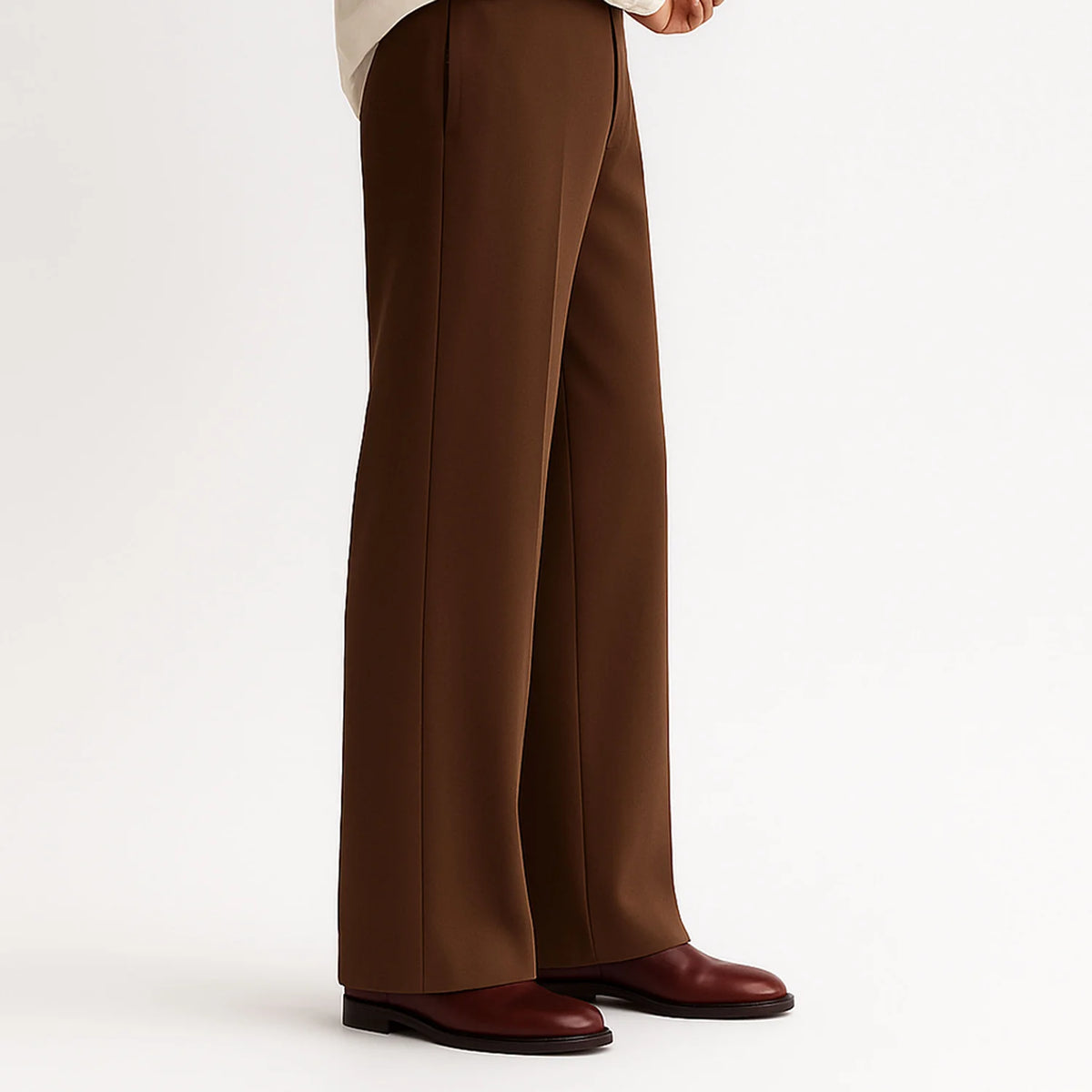 Men Straight Fit Pants-Brown