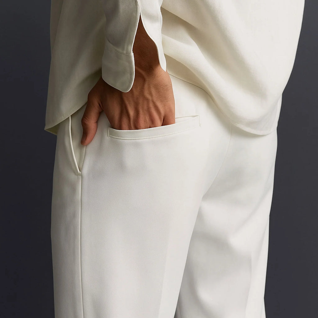 Men Straight Fit Pants-White