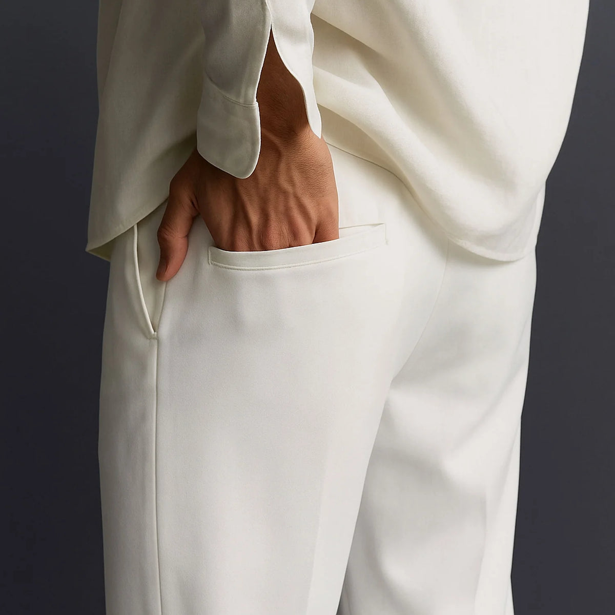 Men Straight Fit Pants-White