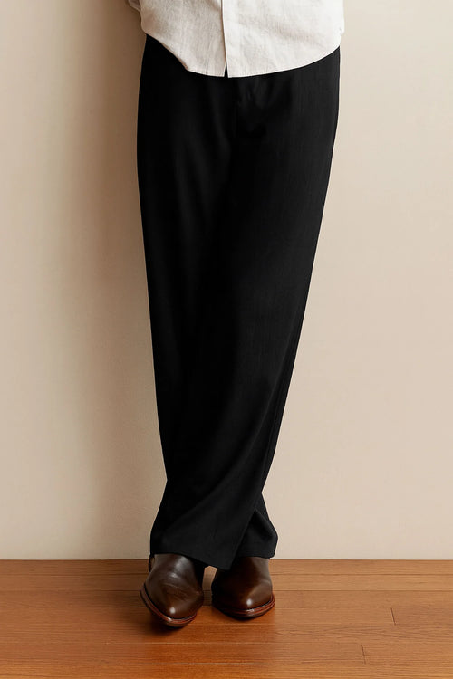 Men Straight Fit Pants-Black