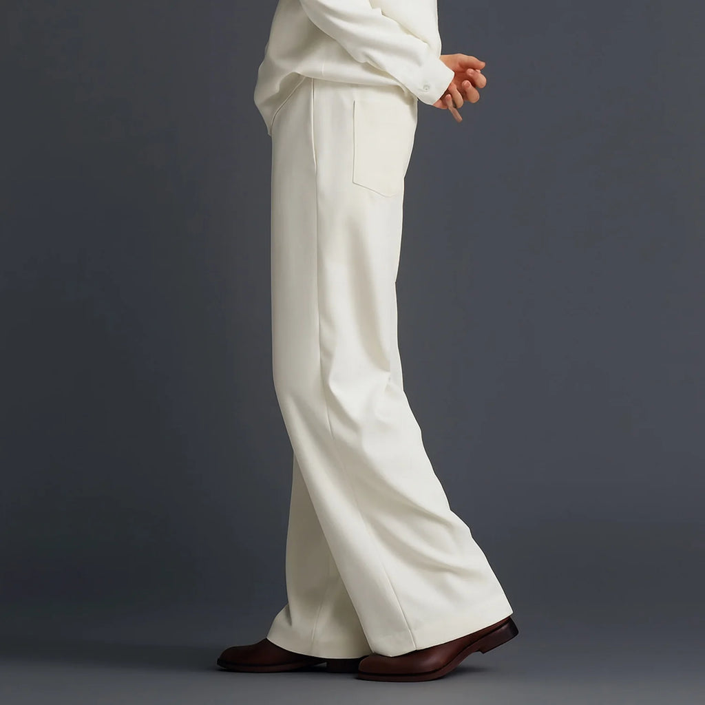 Men Straight Fit Pants-White