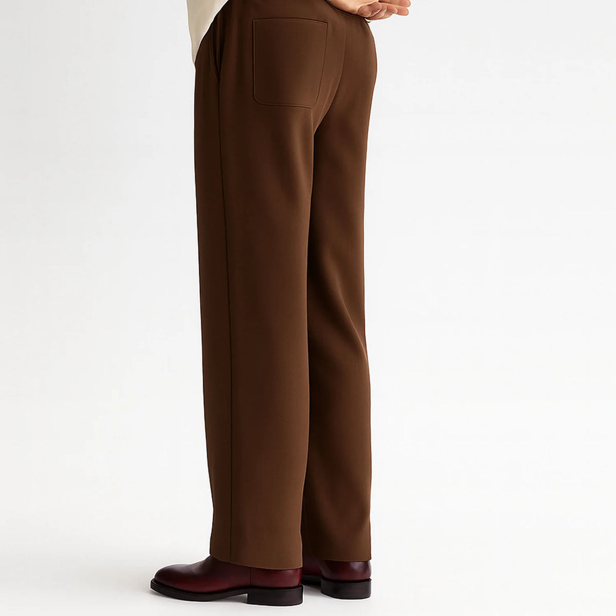 Men Straight Fit Pants-Brown