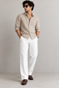 Men Straight Fit Pants-White
