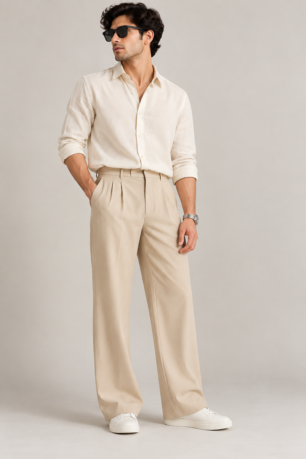Wide Leg Pants- Beige