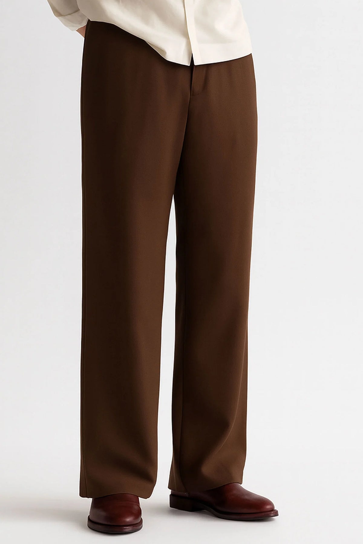 Men Straight Fit Pants-Brown