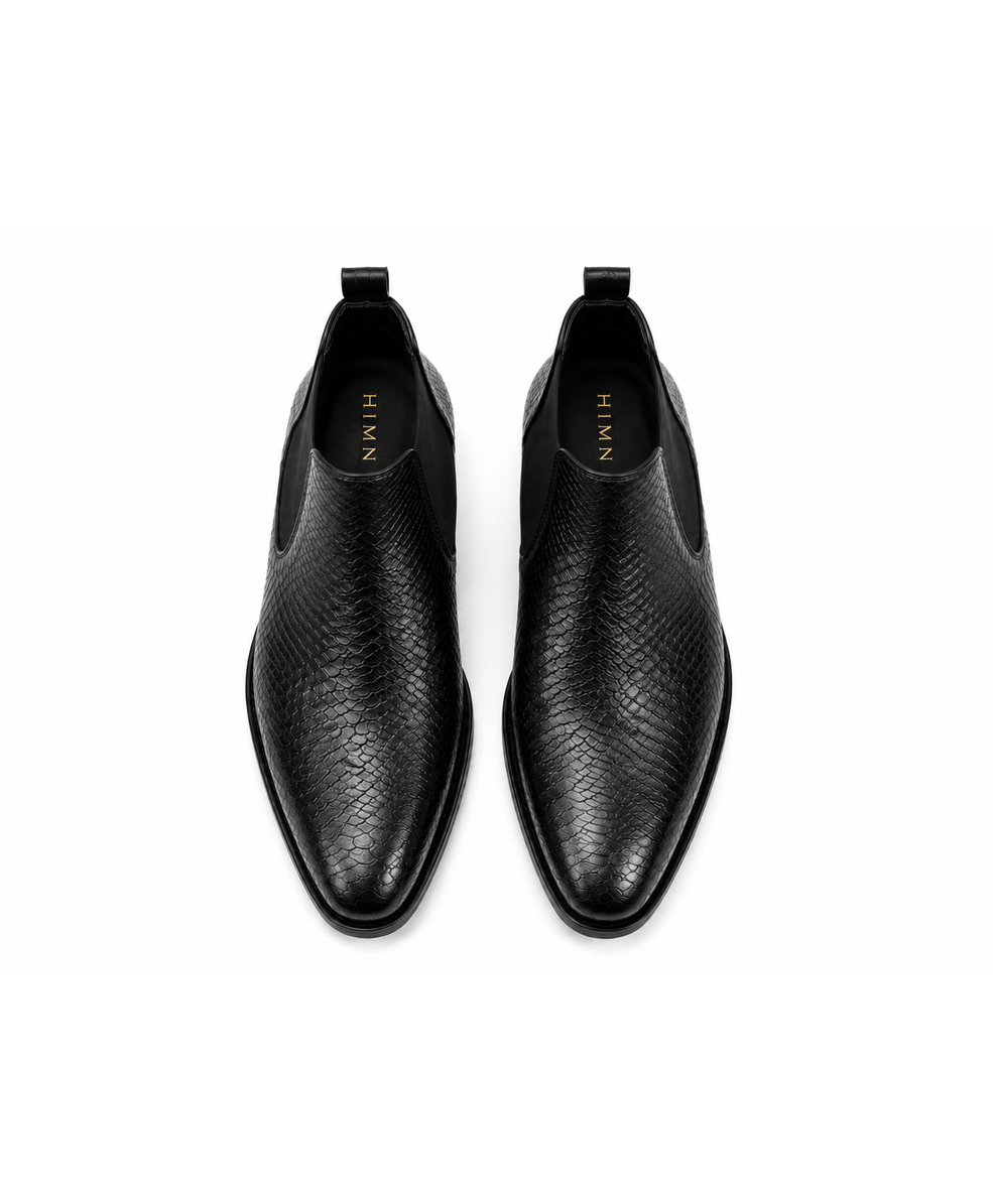 Textured Black Chelsea Boots