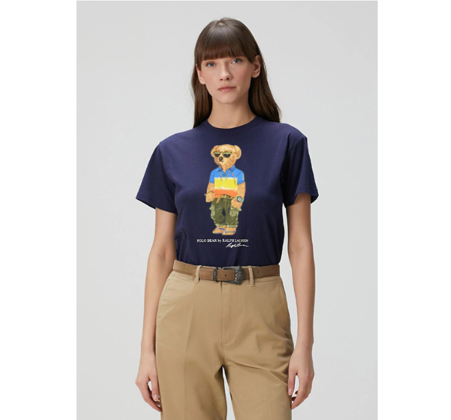 Women TEDDY BEAR T-SHIRT NAVY (Multi Color)