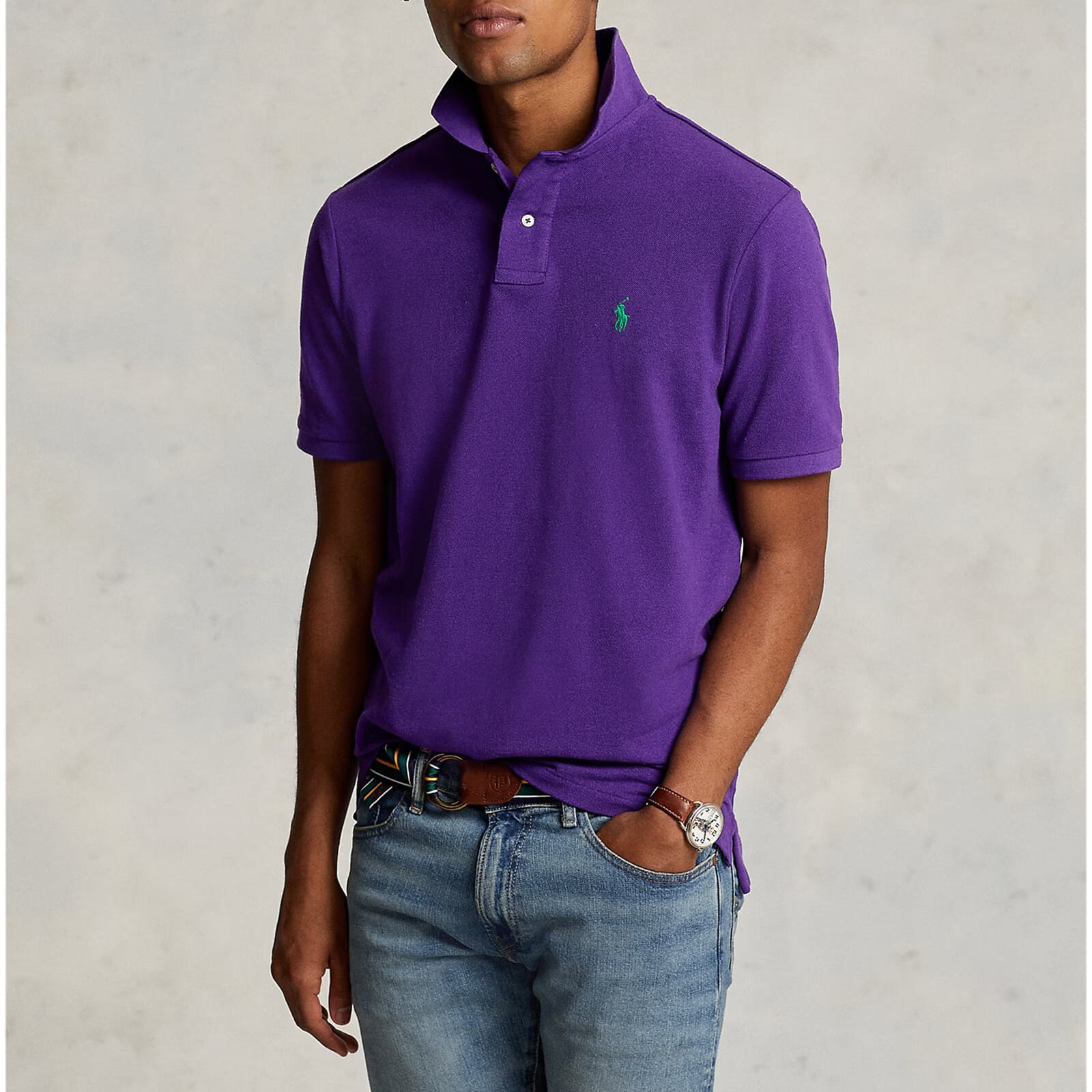 Purple Collar Tshirt (GREEN logo)