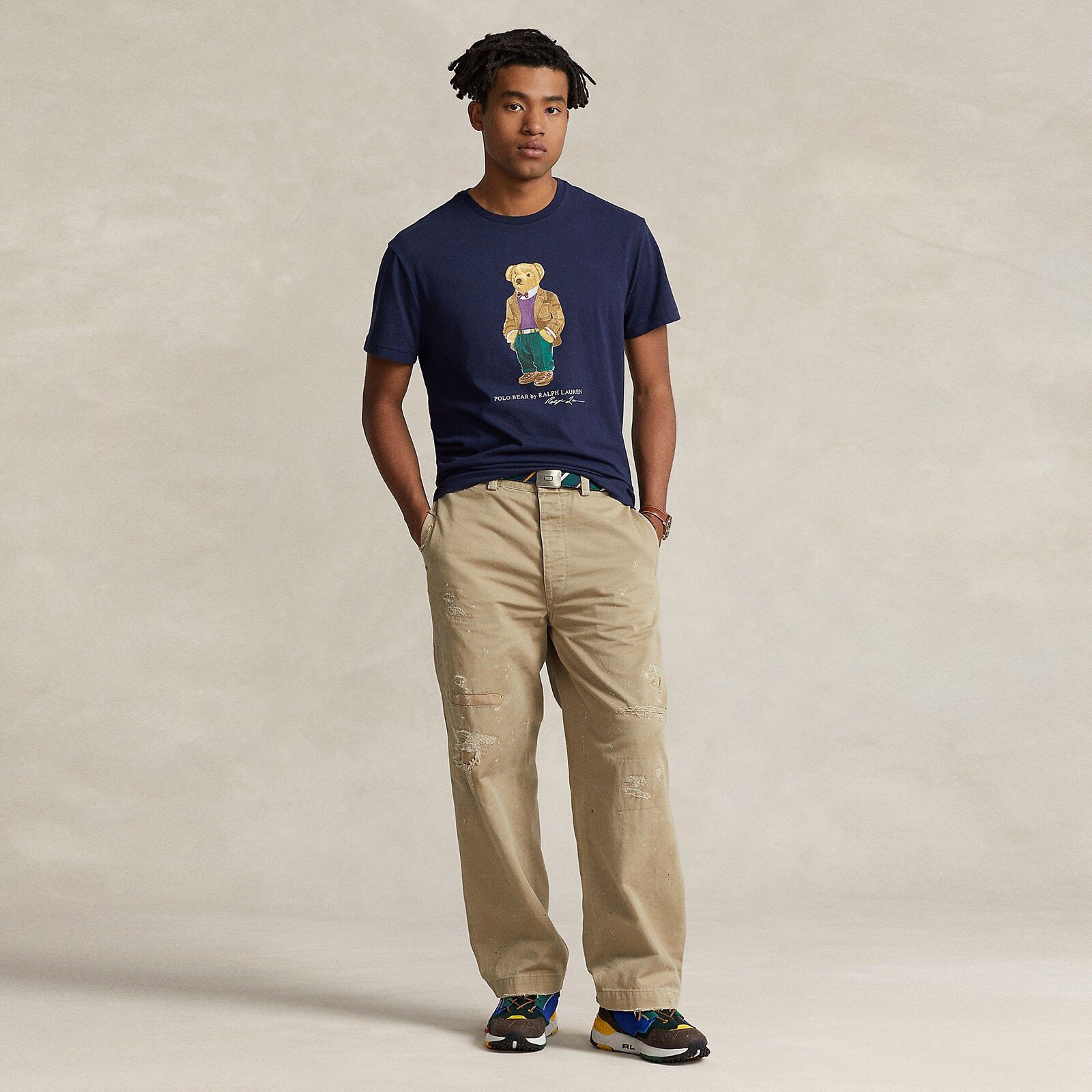 Teddy Tshirt Navy (Brown Jacket)