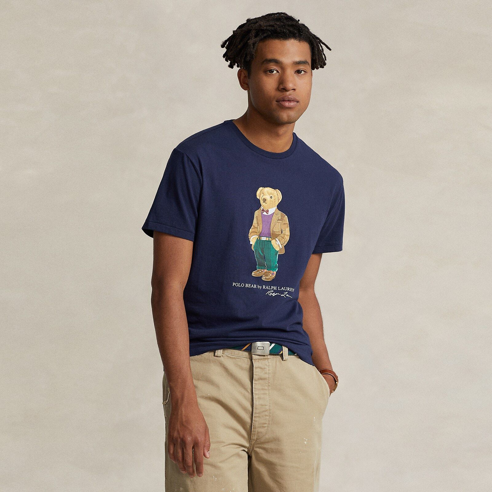 Teddy Tshirt Navy (Brown Jacket)