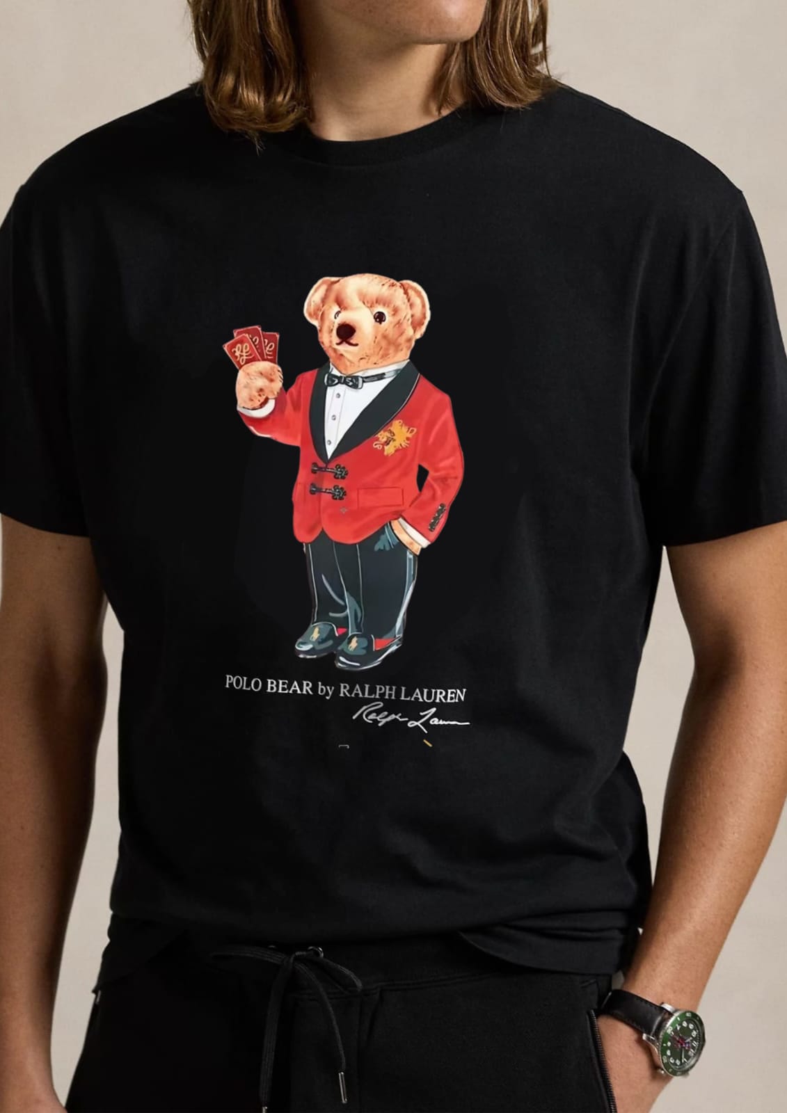 Teddy Tshirt Black (RED coat)