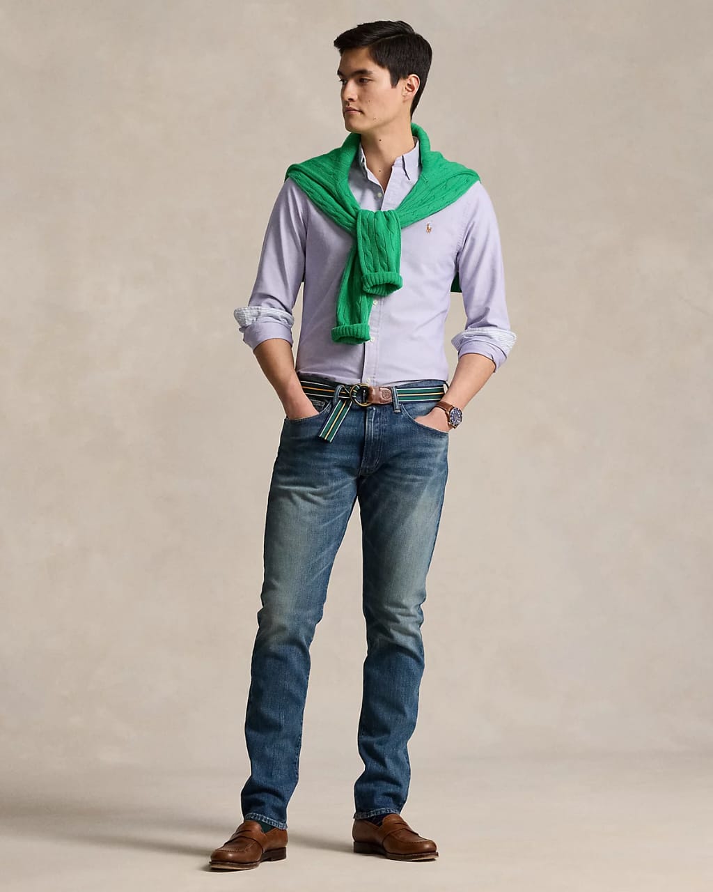Lavendar Oxford Shirt ( green logo)