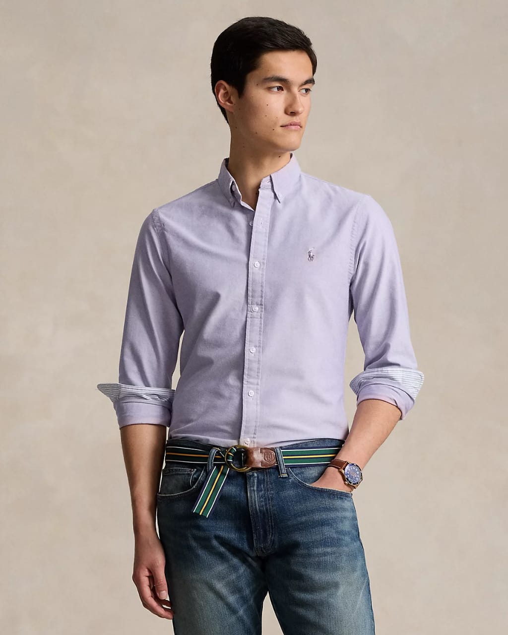Lavendar Oxford Shirt ( green logo)