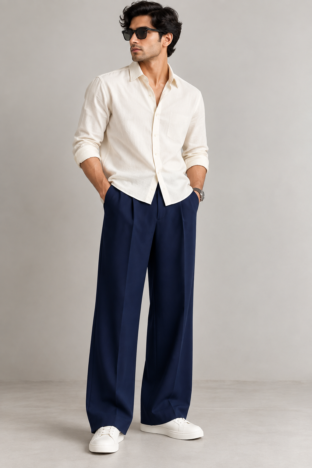 Wide Leg Pants- Navy Blue