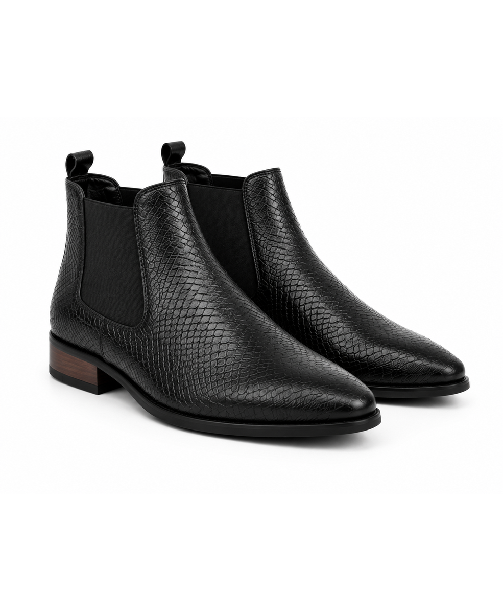 Textured Black Chelsea Boots