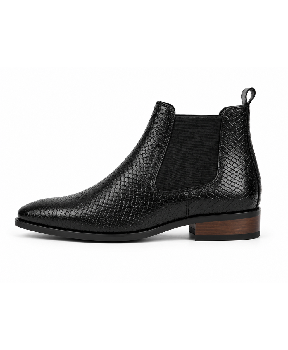 Textured Black Chelsea Boots