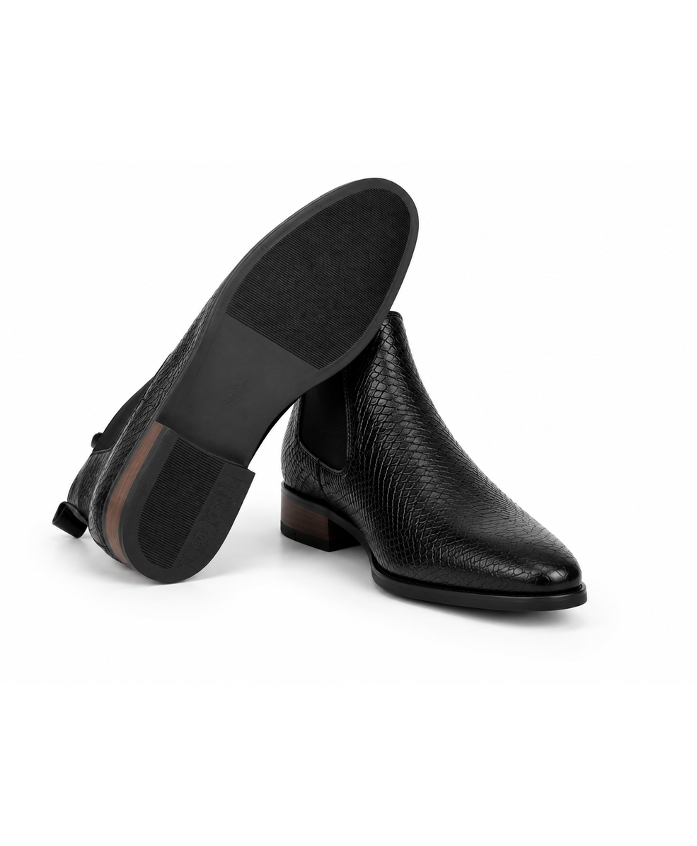 Textured Black Chelsea Boots
