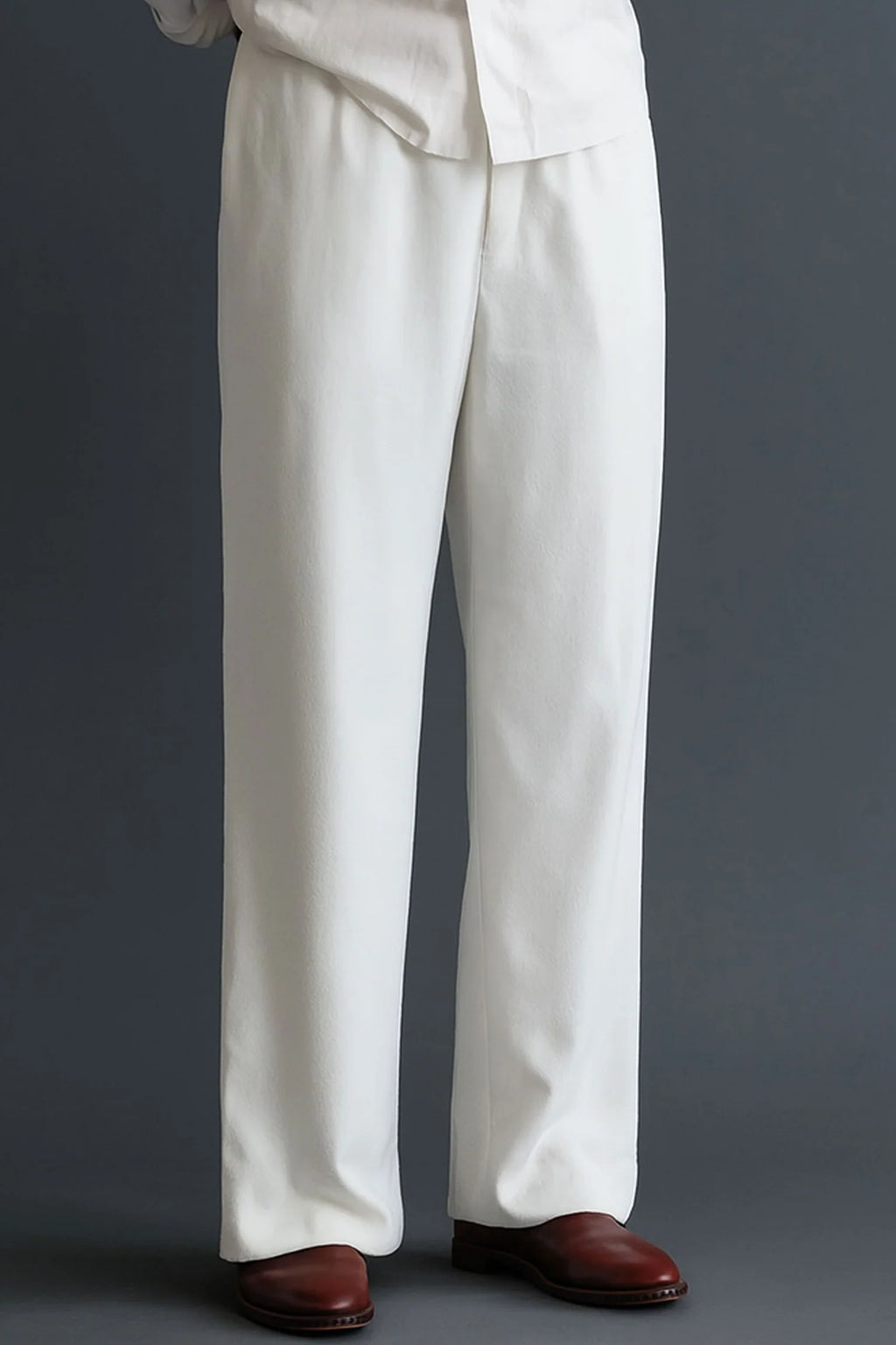 Men Straight Fit Pants-White